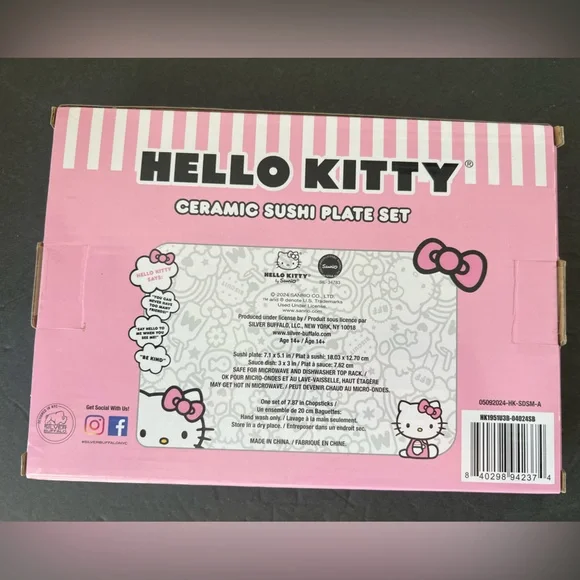 NIB Hello Kitty Ceramic Sushi Plate Set - Picture 2 of 2